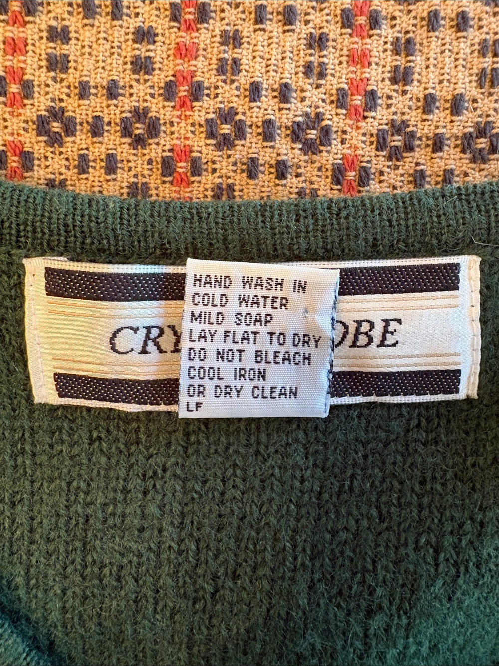 Crystal-Kobe Dark Green Leaf Appliqué Button-Front Sweater Vest #0344 - Picture 9 of 10